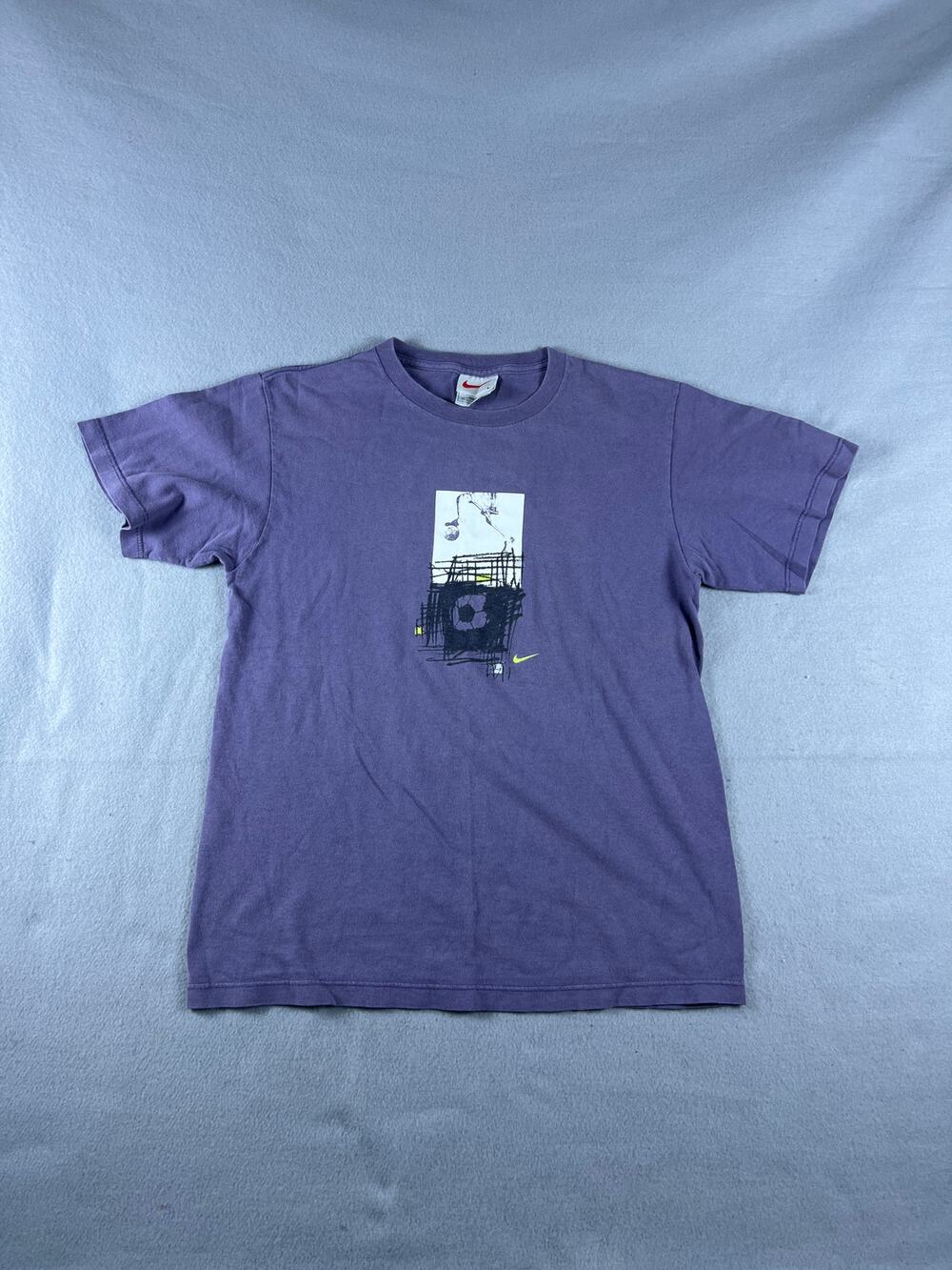 Vintage 90s Nike Soccer T-Shirt Youth L Purple Single Stitch Sports Graphics USA